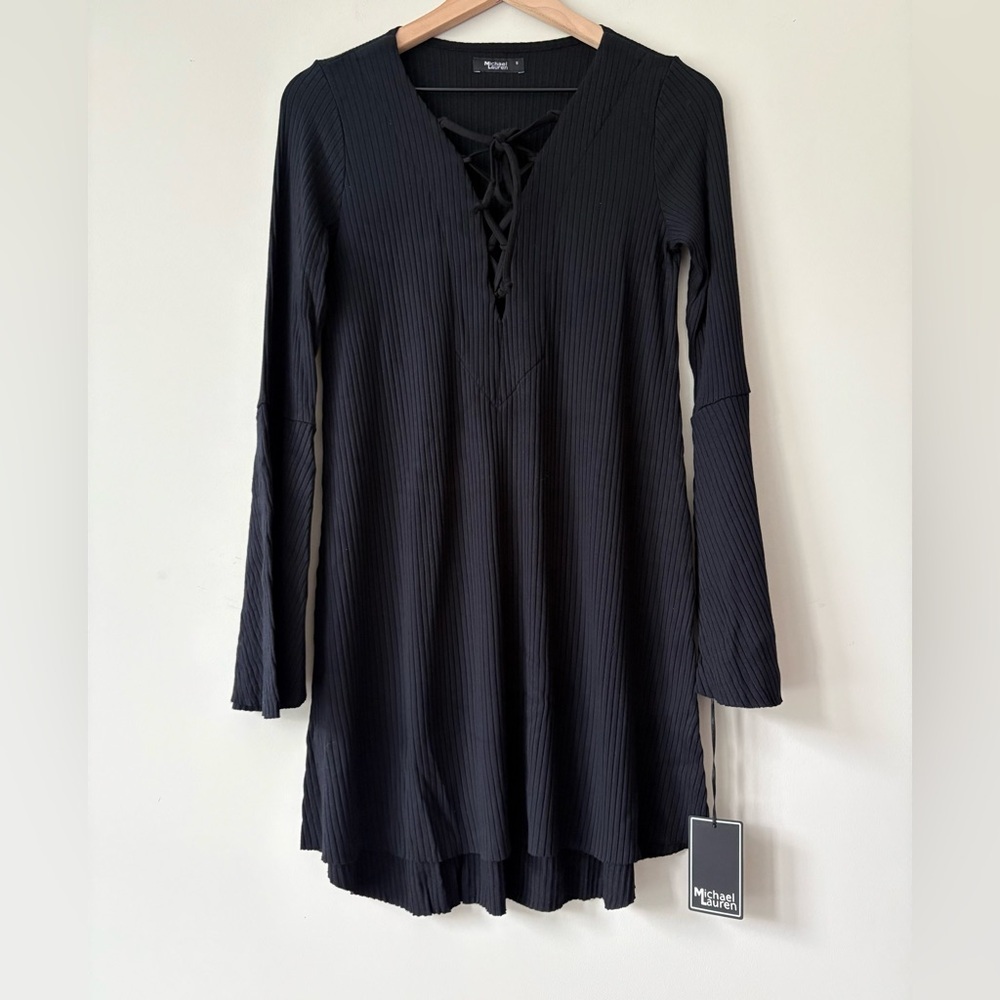 NWT Michael Lauren Lace Up Bell Dress - Picture 2 of 9